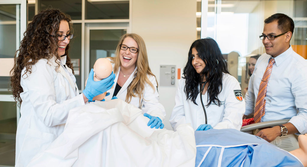 image of students in birthing lab