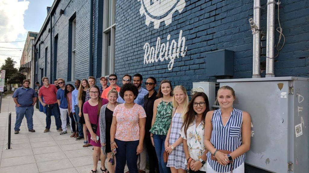 Students outside Raleigh Founded