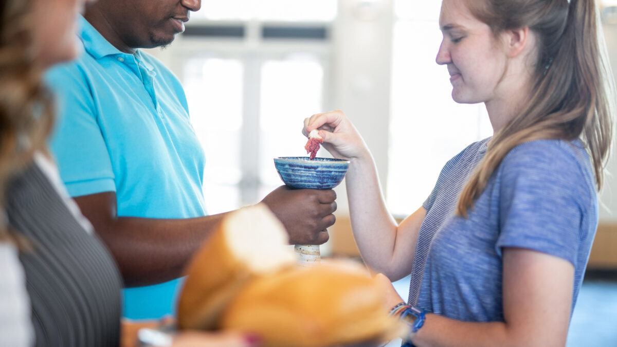 students taking communion