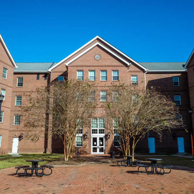Image of the exterior of Bob Barker Hall.