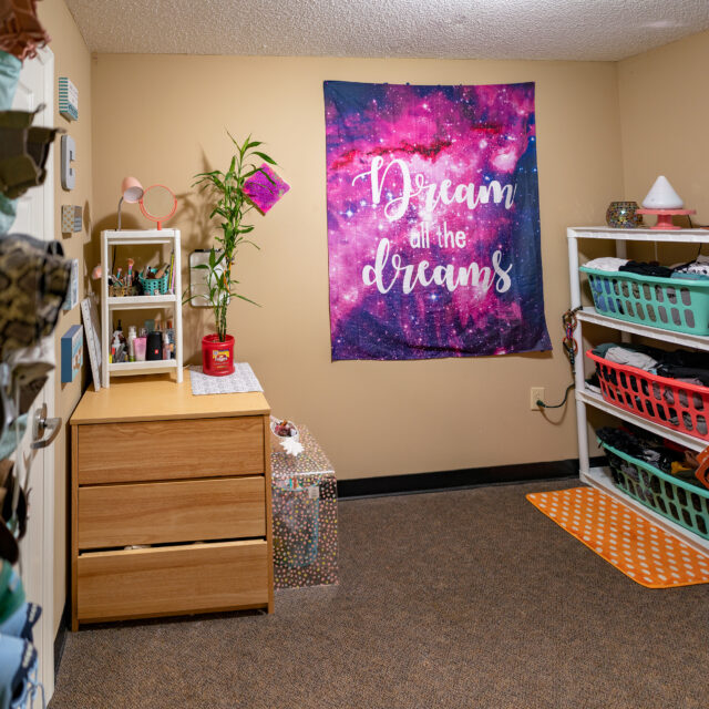 Image of a bedroom inside a Stadium Apartment