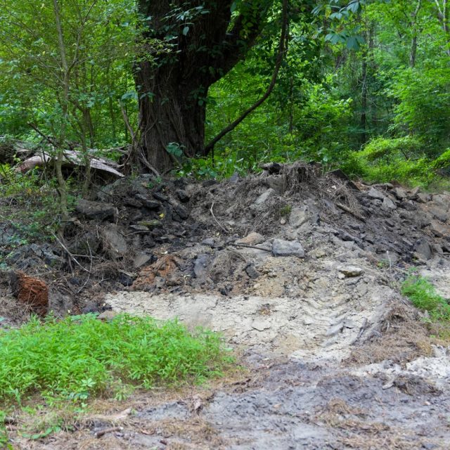 Photo of asphalt piles at River Park