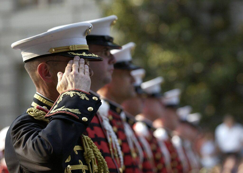 image of saluting soldiers