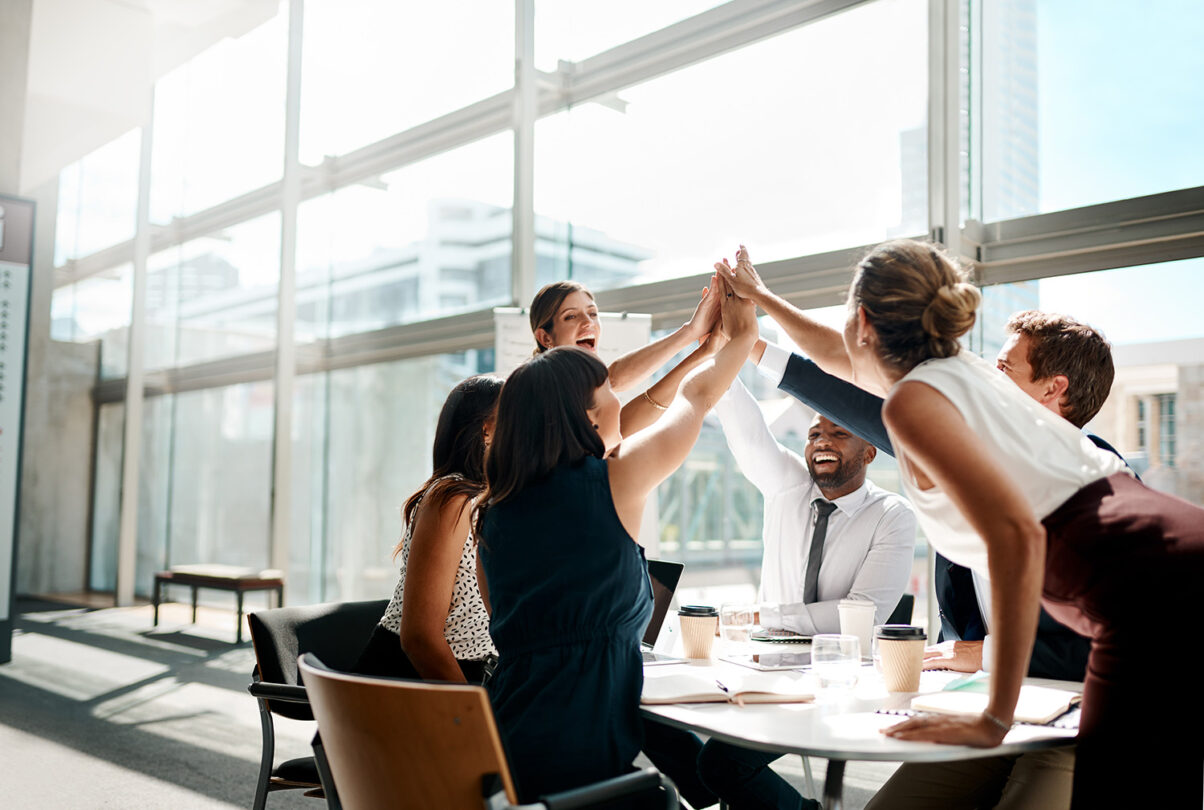 image of team high five