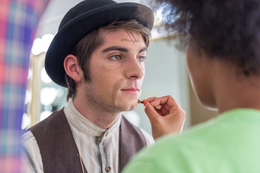 theater student preparing for performance