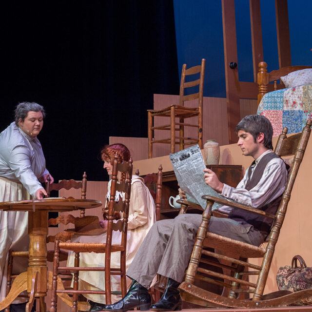 theatre arts student acting in a play