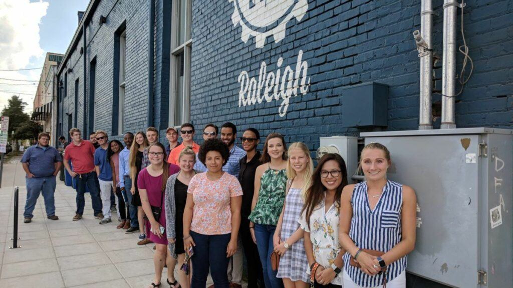 Students outside HQ Raleigh