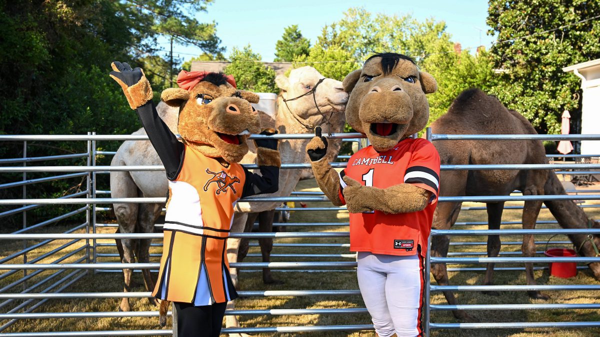 The Campbell mascots at the Homecoming parade