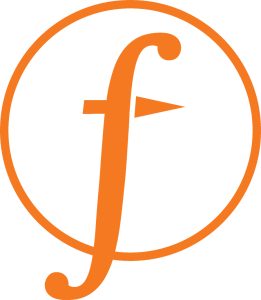 Campbell Forward "f" logo with a circle around it