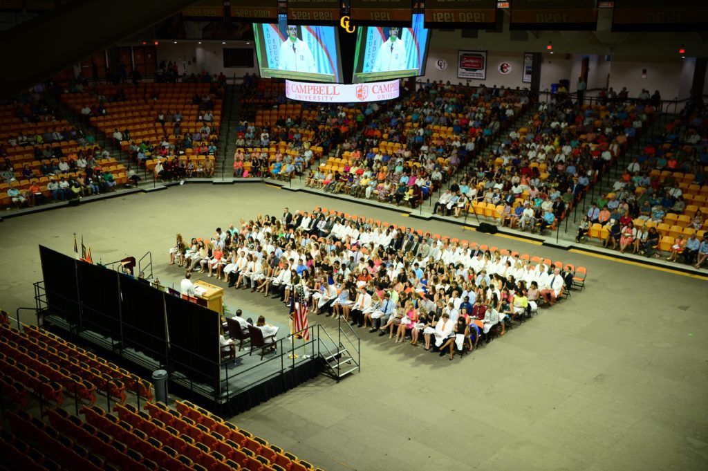 Photo inside arena during ceremony