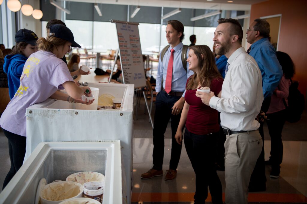 Students getting ice cream