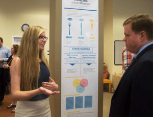 Caroline Wilson presents her communications project in an infographic poster