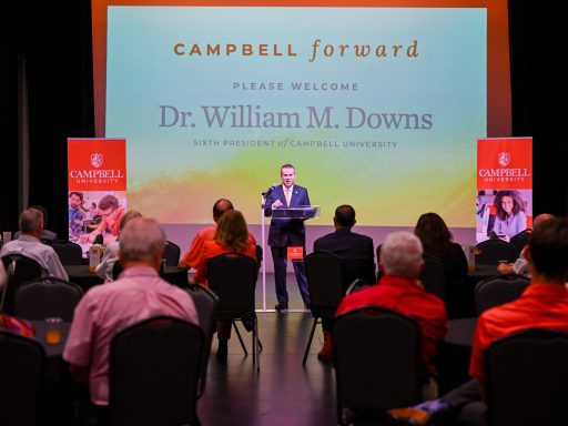 President Downs addressing crowd