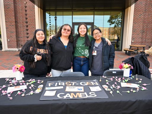 students posted together outside academic circle.