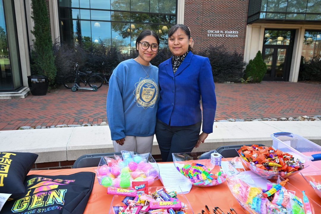 students standing outside by the student union