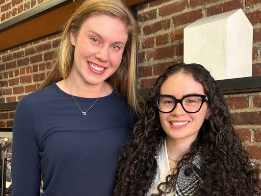 Photo of Campbell Law studentsAlyssa Giorgino ‘27 and Margaret Ireland ‘26 taken in the Blanchard Community Law Clinic
