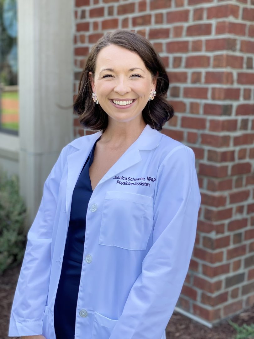 Jessica Shavone wearing her white coat