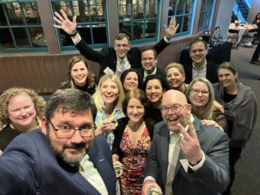 Photo of group of Campbell Law alumni posing for a group photo at a past reunion