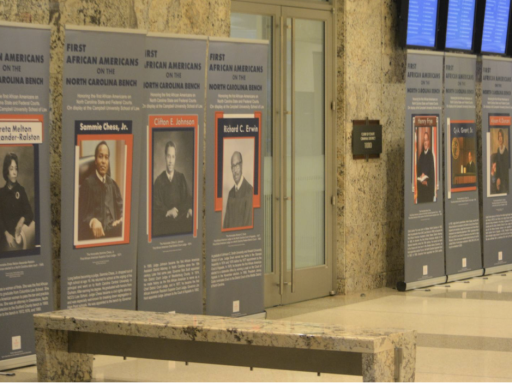 Photo of banners on display at Wake County Justice Center