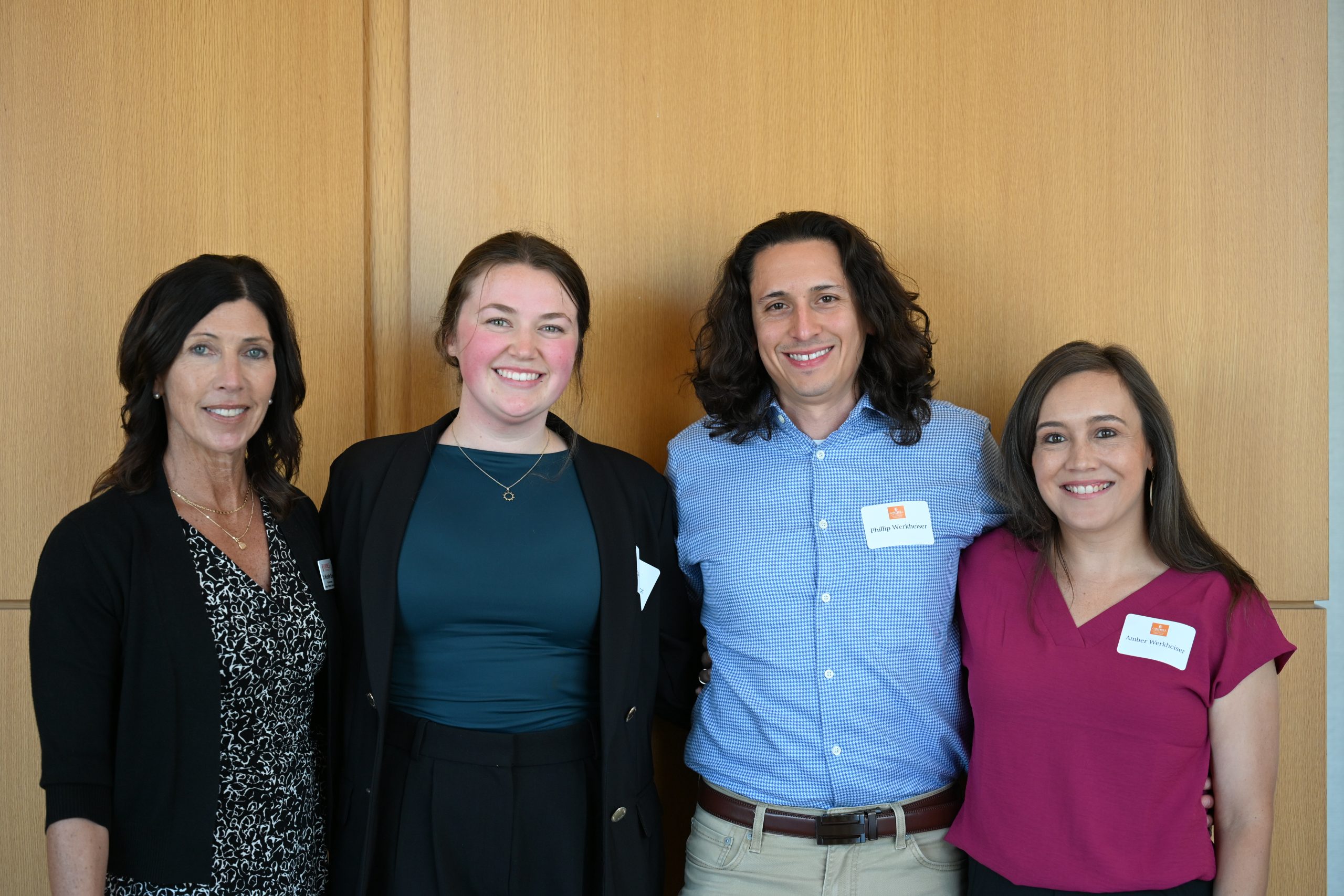 DPT faculty member and three DPT scholarship recipients
