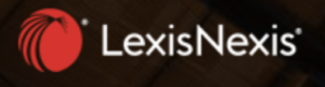 LexisNexis logo with red circle on black background with word LexisNexis in white letters