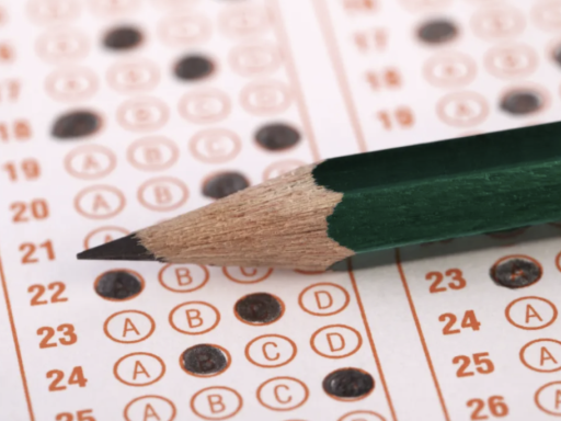 Photo of exam sheet with pencil