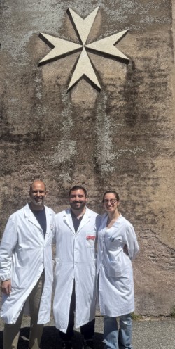 Photo of student Dr. Kyle Agostini and other doctors in Italy