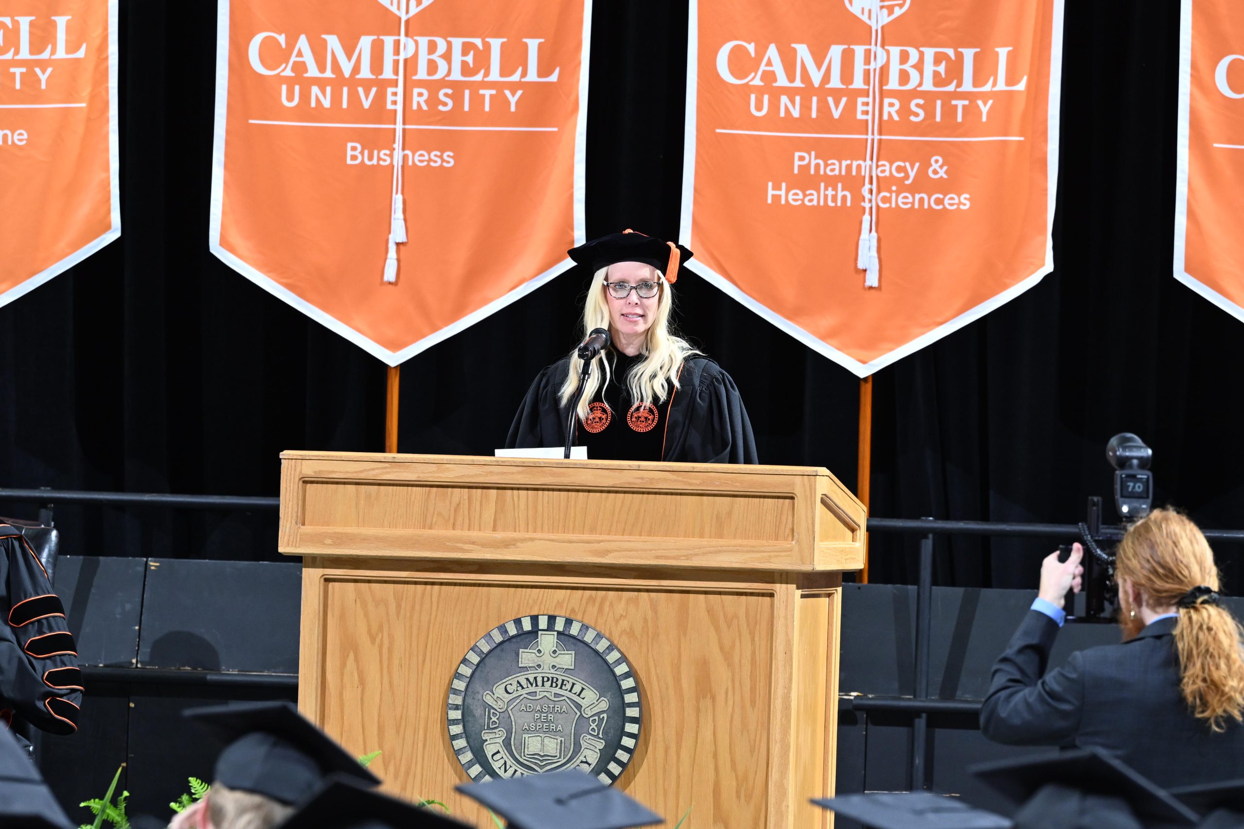 Dr. Heather Massengill speaks at podium