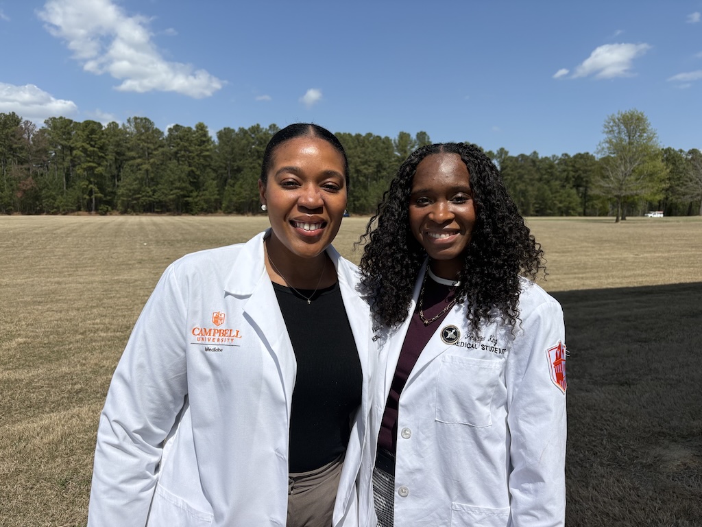 Student Drs. Michaela Brown and Jessica King, shown in photo, are partnering with the Harnett County Health Department to lead prenatal education classes.