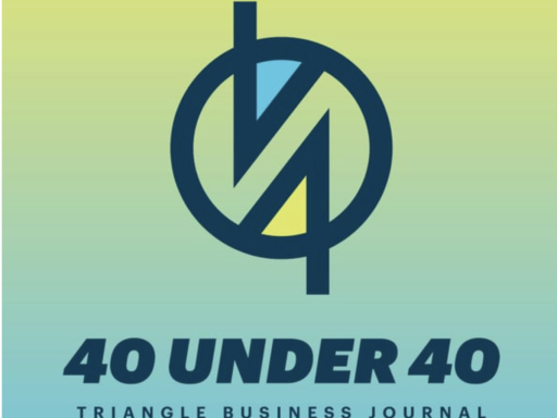 Picture of logo with graphic and the words 40 Under 40 Triangle Business Journal