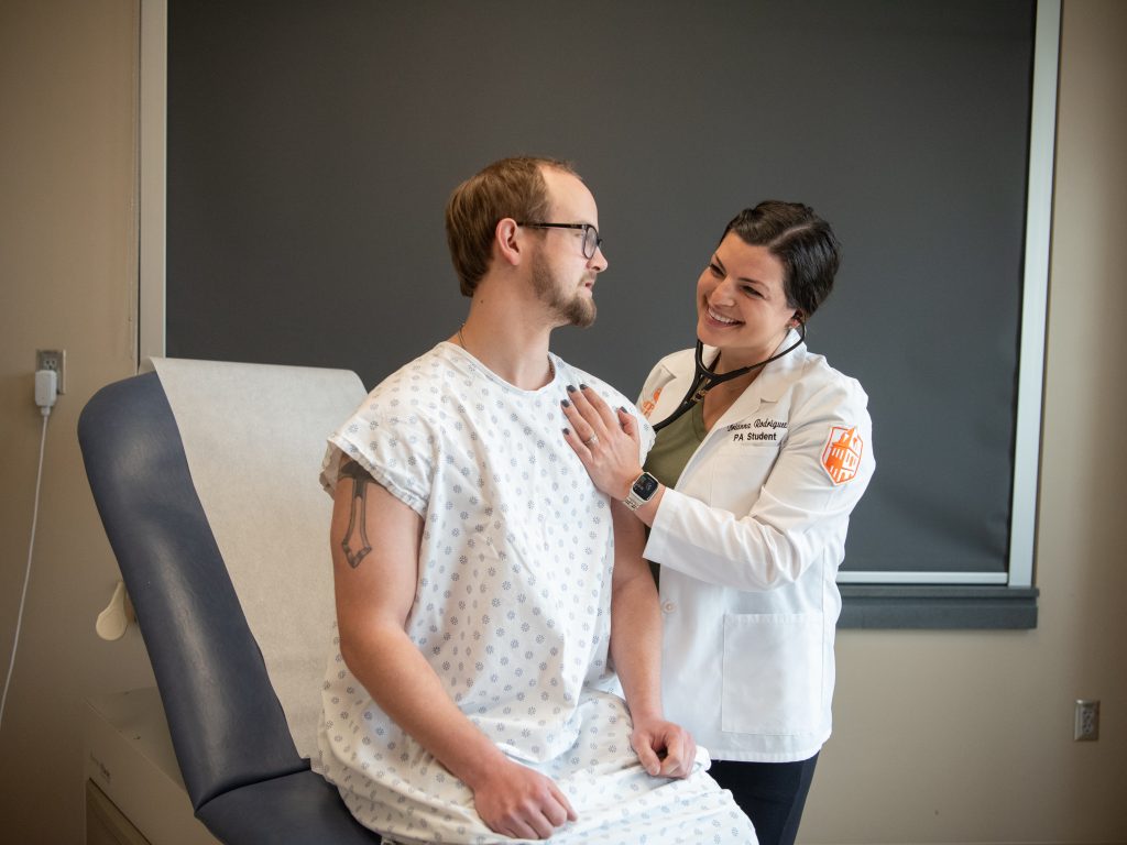 Two PA students in OSCE suite