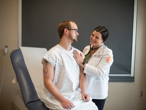Two PA students in OSCE suite