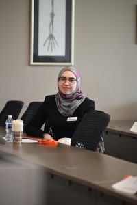 Student looking at presenter