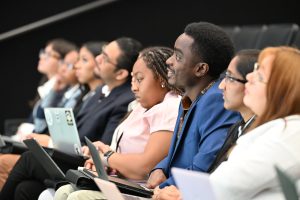Students listen attentively during a professional development session at Campbell University's College of Pharmacy & Health Sciences.