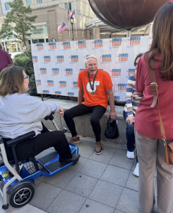 Photo of Law School Dean Rich Leonard after he took the plunge