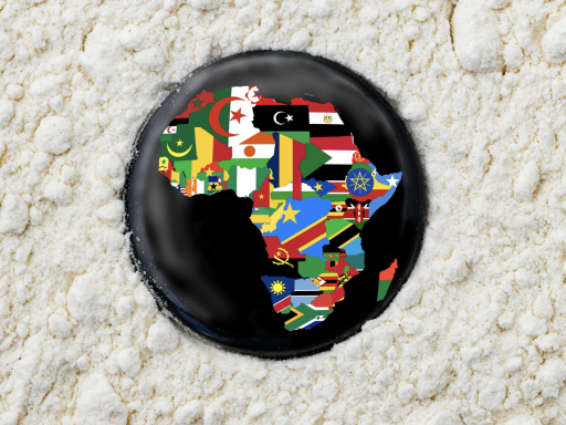 Photo of a colorful graphic image of the continent of Africa