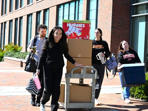 students delivering boxes