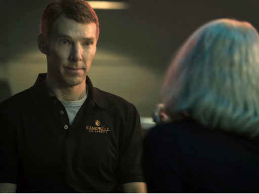 Photo of actor Benedict Cumberbatch wearing a Campbell University polo