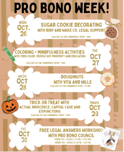 Graphic featuring Pro Bono Week offerings