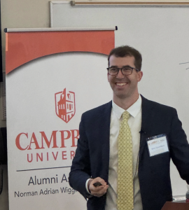 Photo of Wes Saunders '14 presenting at Campbell Law Alumni Association CLE 2026