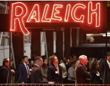 Photo of Raleigh red neon sign at Union Station during Career Night