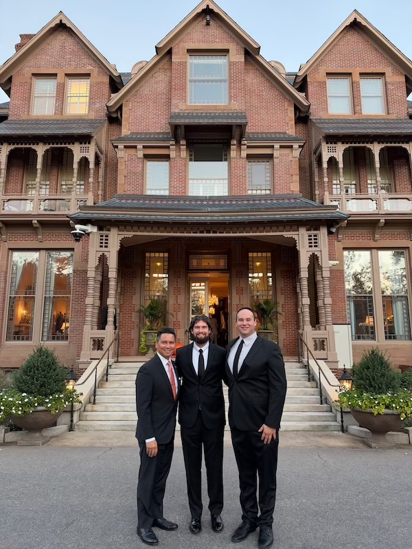 Dr. Tolentino and student doctors Walton and Di Cerbo at the executive mansion in Raleigh.