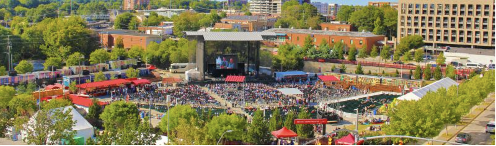 Aerial photo of Red Hat Amphitheater