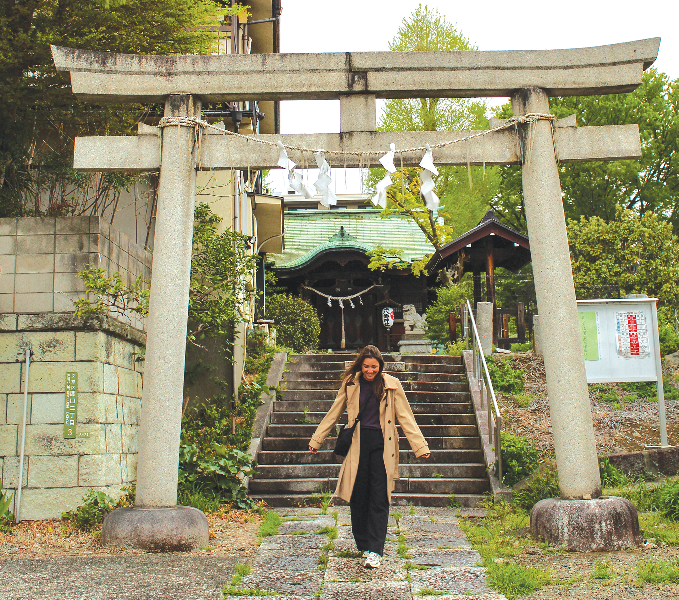 Lexie Weidner walks through monuments in Japan.