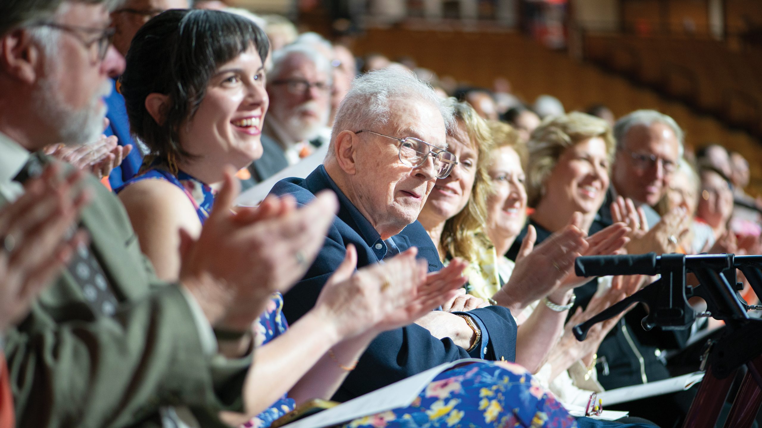 The president's family cheers him on at his investiture ceremony.
