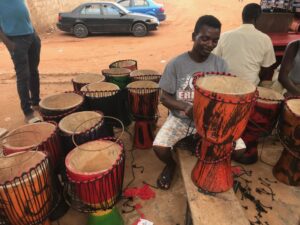 Photo of a man making drums in Accra.