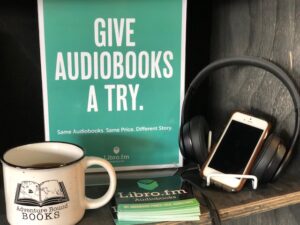 Display encouraging customers to give audiobooks a try.