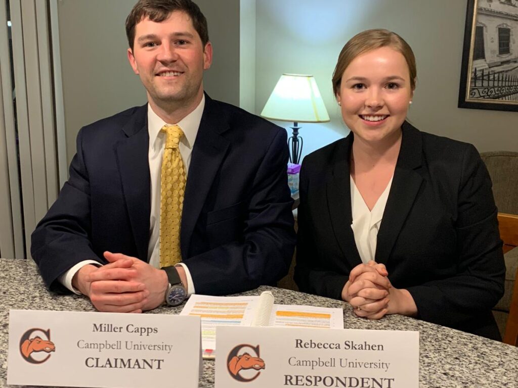 Photo of Campbell Law's competitors are second-year law students Rebecca Skahen and Miller Capps