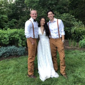 bride, groom and brother