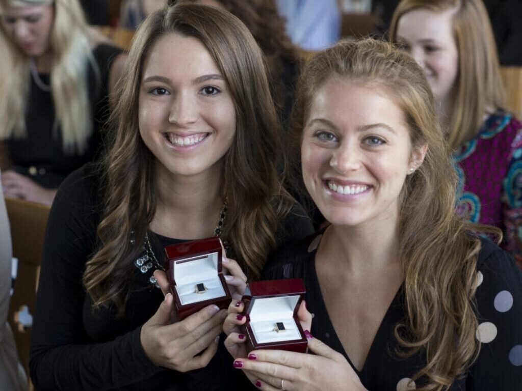 Taylor (left) and her friend pictured here at their Ring Ceremony.